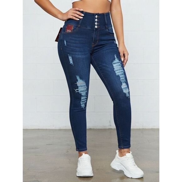 Denim - 10 for $20 New With Tags High-Rise Distressed Skinny Jeans | Dark Wash |
